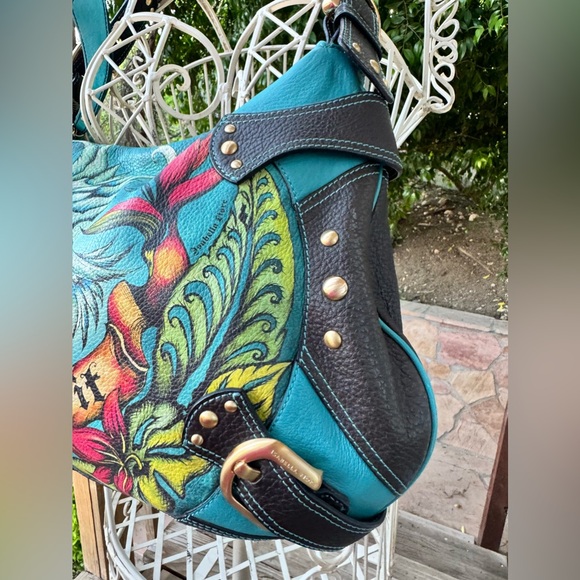 RARE Isabella Fiore Hand-Painted Hummingbird Art Bag - Picture 3 of 16